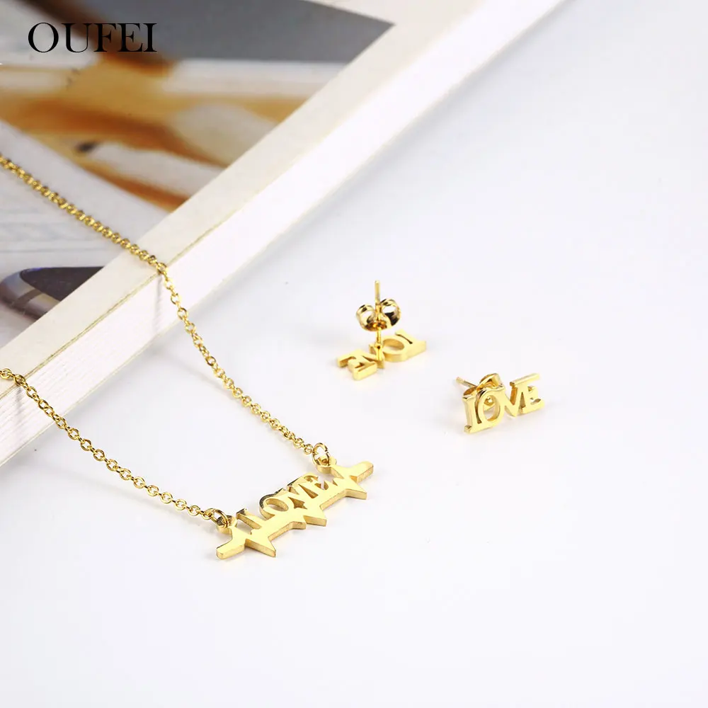 

OUFEI Stainless Steel Jewelry For Woman Vogue 2019 Necklace And Earring Set For Lovers Jewelry Accessories Bohemian