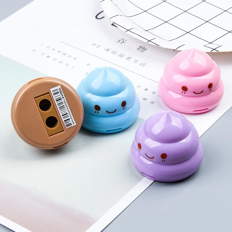 

Novelty Cartoon Creative Shit Modeling Plastic Two Holes Pencil Sharpener For Kids Gifts Cute School Stationery Supplies