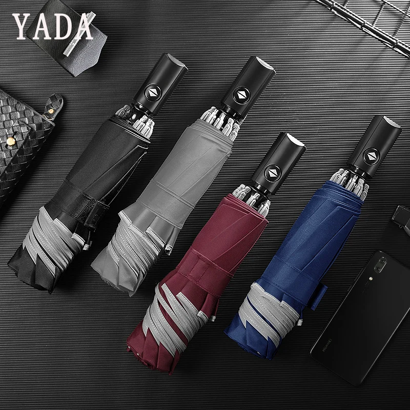 

YADA Reverse Reflective Strip Folding Automatic Umbrella For Women Anti-UV Rainproof Protection Parasol Rain Sun Umbrellas YD098