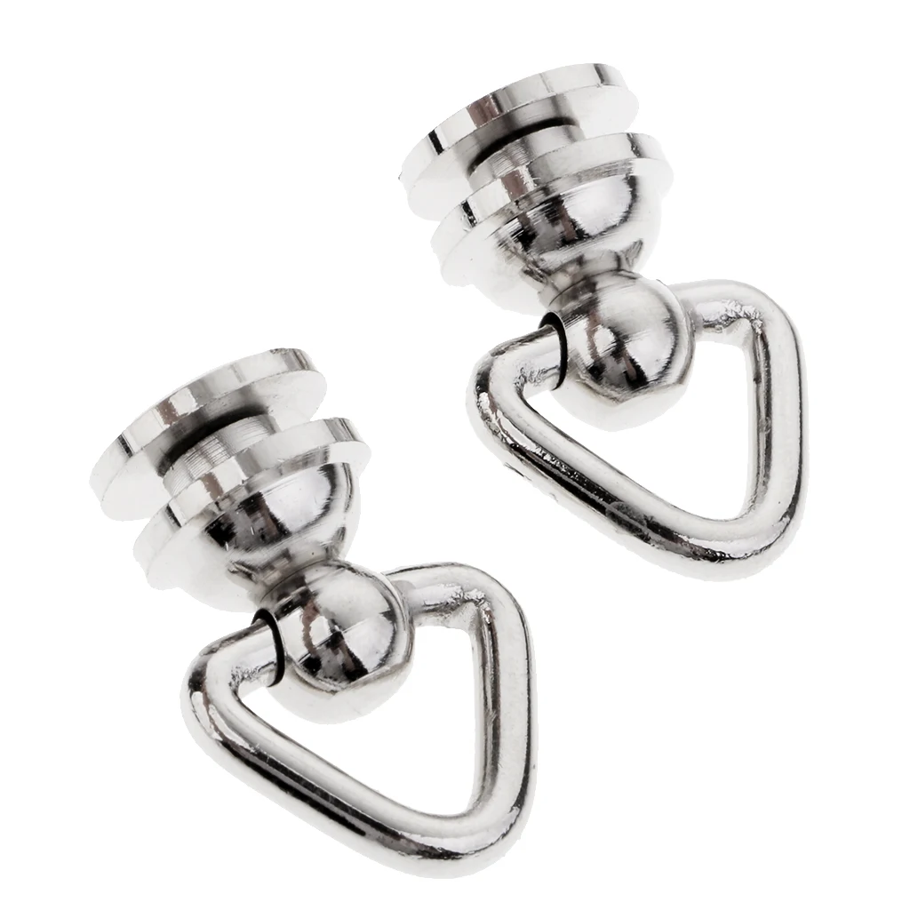 2 Pieces Triangle Rotating Ring Solid Brass Screw Rivet for DIY Leather Craft Bag Luggage