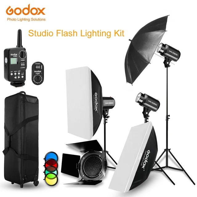 godox strobe studio flash light kit 900w photographic lighting