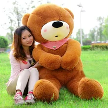 Чучело 140 см мишки плюшевые игрушки спать глаза медведь кукла Throw Подушка темно-коричневый цвет подарок w2925
