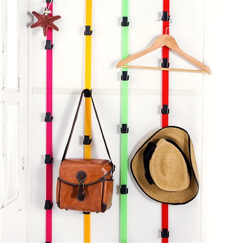 Height adjustable hook rack with garment cap After door hang rope