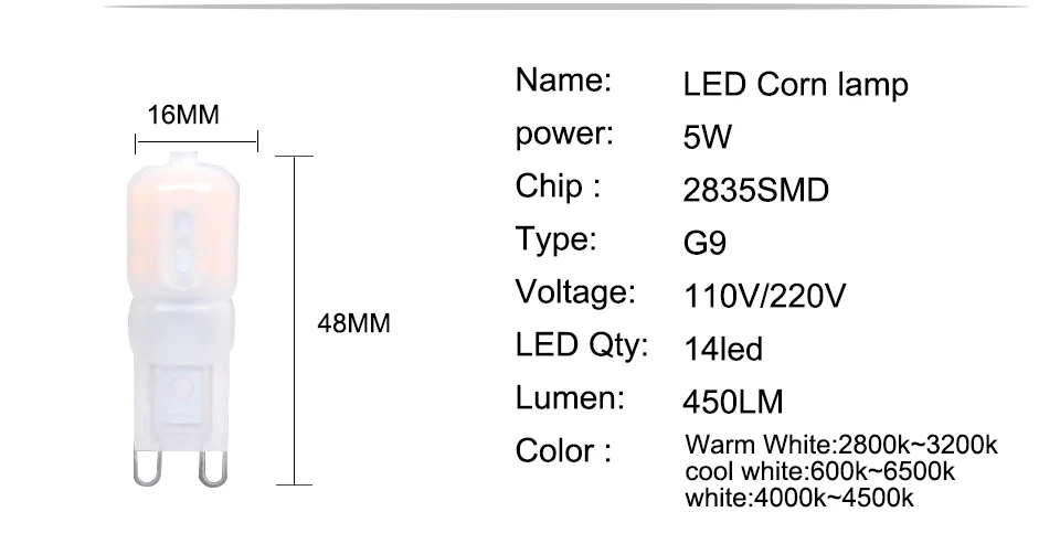 G9 LED Lamp 5W 7W 9W LED Light Bulb AC 220V 110V Chandelier (4)