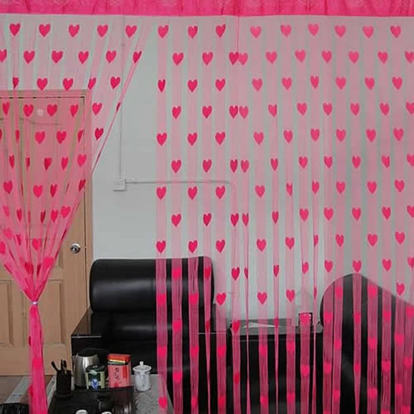 Decoración del corazón de la novedad ventana habitación línea Cortina de cadena Tassel puerta Cortina Tulle cortinas