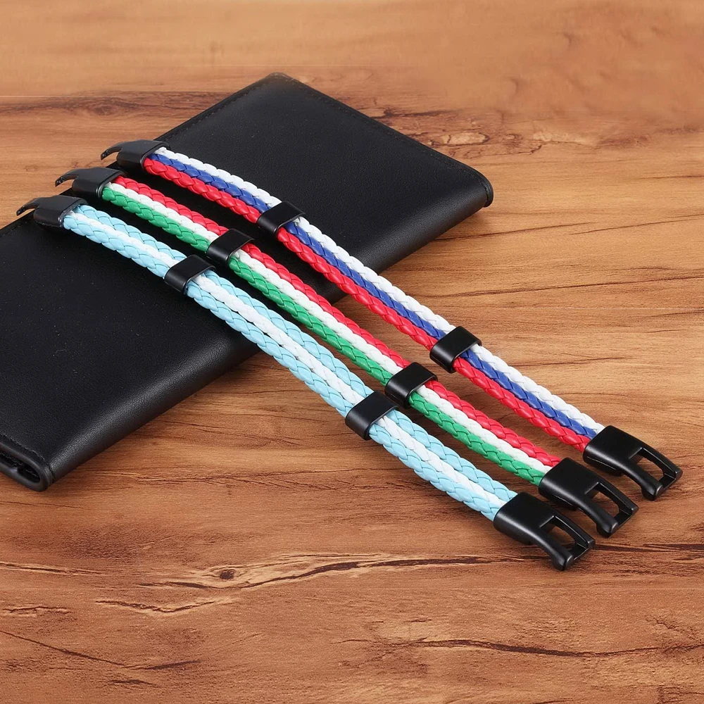 Bracelet Jewelry Stainless Steel Men Women National Flag PU Leather Handmade