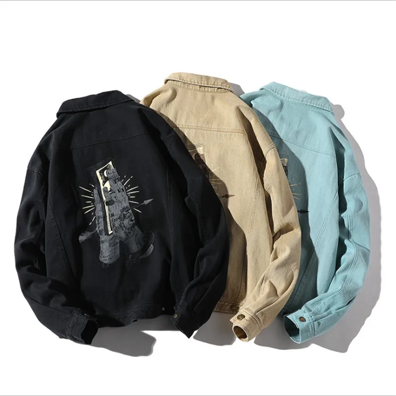 Male Summer Denim Jacket Men New Streetwear Turn Down Collar Jacket Casual Print Long Sleeve Coat Hip Hop Male Fashion Jackets Male Summer Denim Jacket Men New Streetwear Turn Down Collar Jacket Casual Print Long Sleeve Coat Hip Hop Male Fashion Jackets