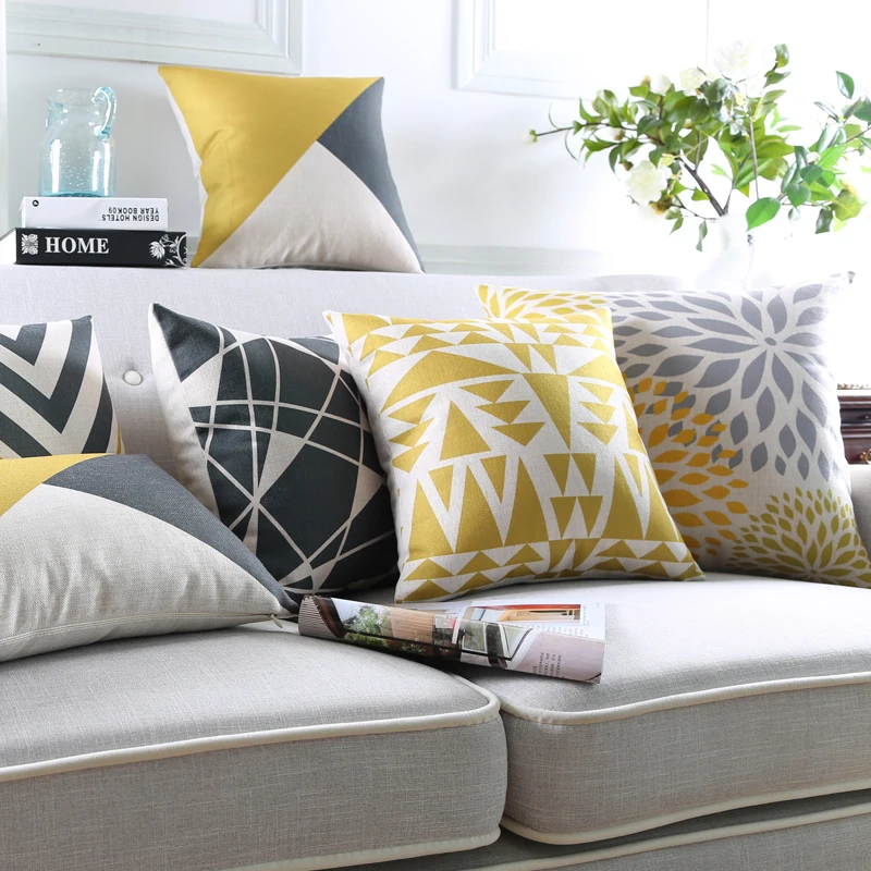 Us 4 09 18 Off Modern Geometric Cushion Cover Yellow Pillows Decorative Pillowcase Grey Throw Sofa Chair Home Decor 45x45 In Us 4 09 18 Off Modern Geometric Cushion Cover Yellow Pillows Decorative Pillowcase Grey Throw Sofa Chair Home Decor 45x45 In