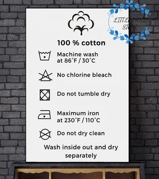 

Clothes Cleaning Instructions 100 Percent Cotton Art Canvas Poster Wall Picture for Living Room No Frame