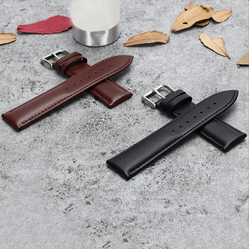 Black Genuine Leather Men's Leather Strap Watchband Strap Watch 12mm 14MM 16MM 18mm 20mm 22MM Watchband Saat 