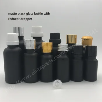 

50CC Empty Black Vials Bottles 50ml Matte Black Glass Essential Oil Bottle with Orifice Reducer and Cap