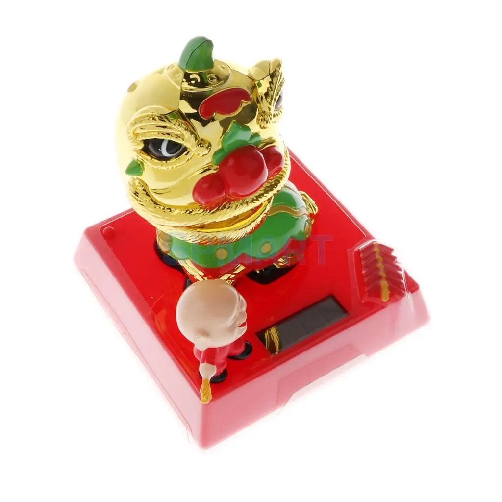 Solar Powered Bobbling Toy Shaking Head Waving Fortune Cat Monk Lion Home/Office/Car Ornament Auto Accessories