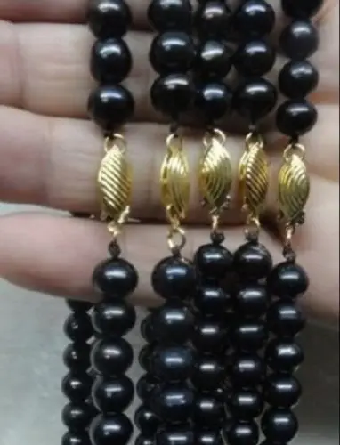

wholesale 5pcs 8-9MM AA+ TAHITIAN black pearl necklace 17 INCH @^18K GP style Fine jewe Noble Natural jade SHIPPING