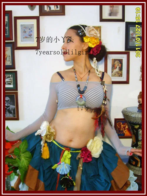 

Transparent thin belly dance long sleeve on Finger Top CG20-25