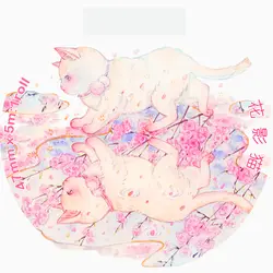 Специальные чернила 47 мм * 5 м кошка цветок тень Красивая Сакура вид украшения васи ленты DIY планировщик этикетка Скрапбукинг маскирования