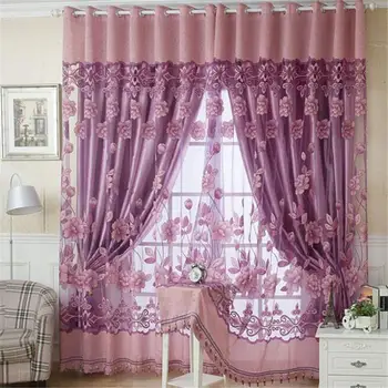 

New 250cmx100cm Print Floral Voile Door Curtain Window Room Curtain Divider Scarf Wholesale Window Curtain Free Shipping