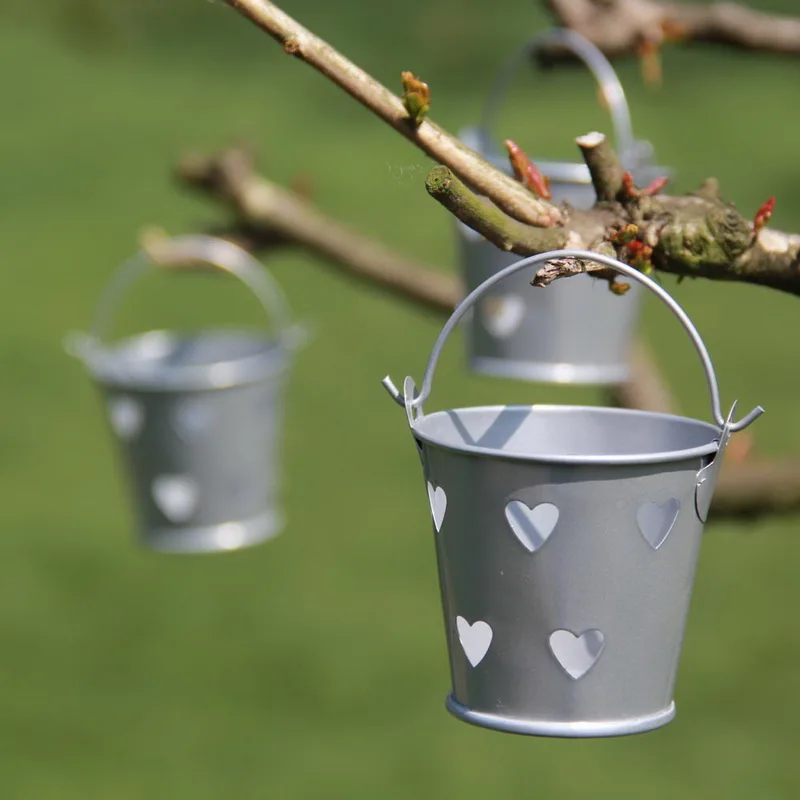 Mini Bucket Heart Hollow Out Tin Pails Wedding Candy Tin Pails Birthday