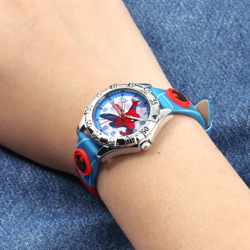 Человек-паук Marvel Мстители детские кожаные кварцевые модные светящиеся спортивные часы для мальчиков студенческое время лучший подарок на день рождения часы