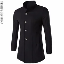 

Medium Long Trench Coat Men Overcoat Winter Jacket Men 2017 Windbreaker Thick Solid Black Trench Coat Men English Style Costume