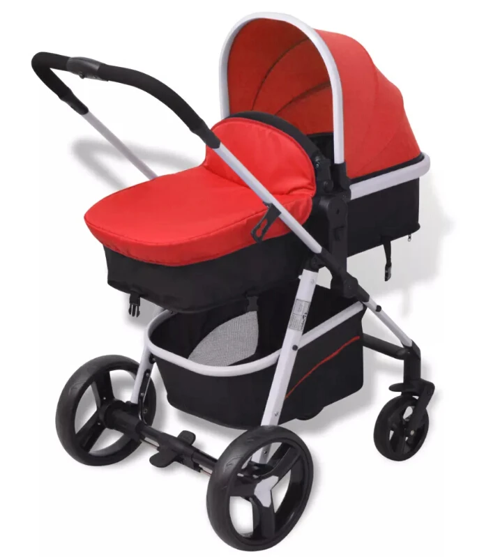 Vidaxl 3-in-1 Baby Stroller Pushchair Aluminium Black 10114 Large Baby Kids 5-point Seat Belt Folding Strollers - Four Wheels Stroller - AliExpress