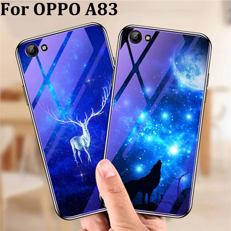 Чехол для OPPO A83 модный синий чехол из закаленного стекла A 83 чехлы телефонов OPPOA83