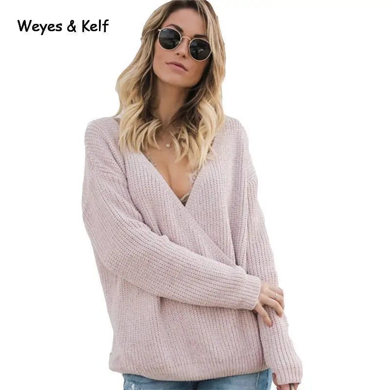 Weyes и кепф зимние мягкие вязаный свитер Для женщин теплые пуловеры 2018 осень свободные Для женщин свитера и пуловеры