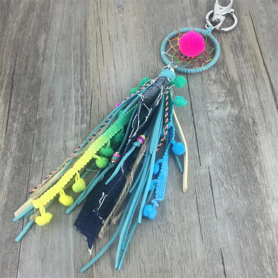Boho Classic Handmade Keychain Dreamcatcher Jean Pendant Keyring Car
