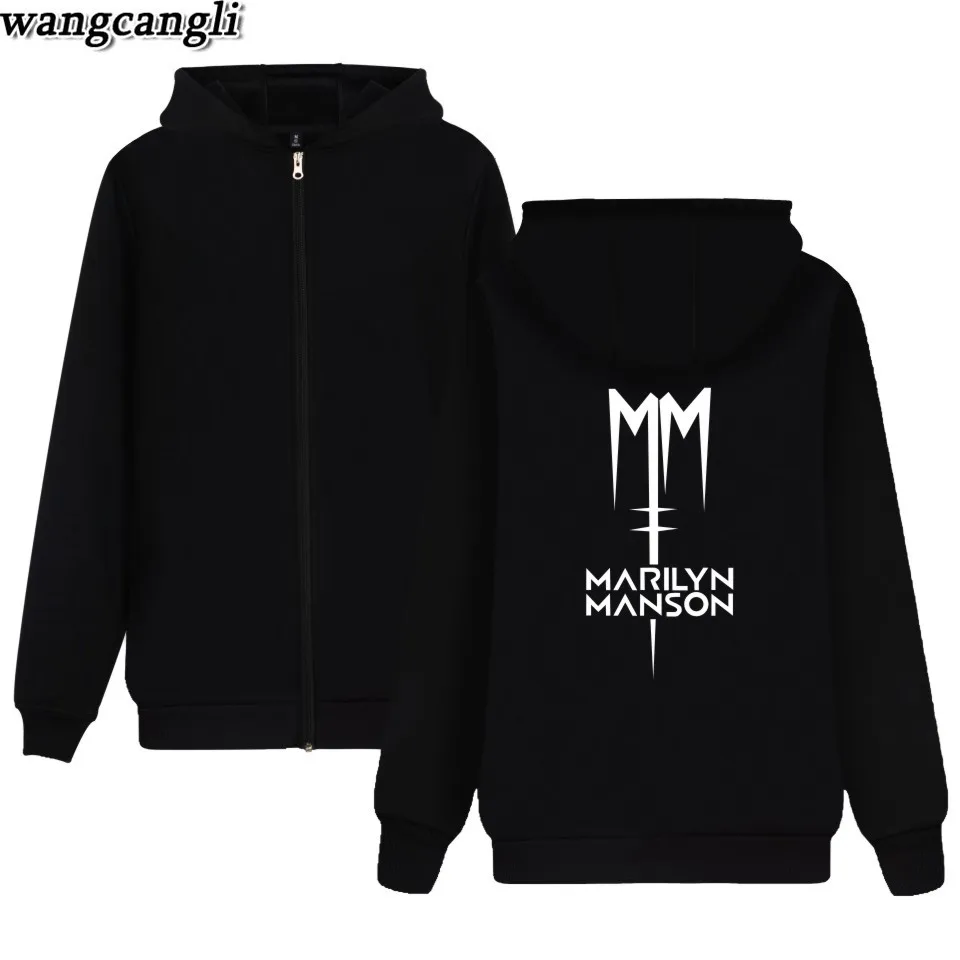 Nifineo Marilyn Manson Sweat à Capuche hommes POPULAIRE Rock Band hiver Zipper Hoodies Mens Rock Streetwear