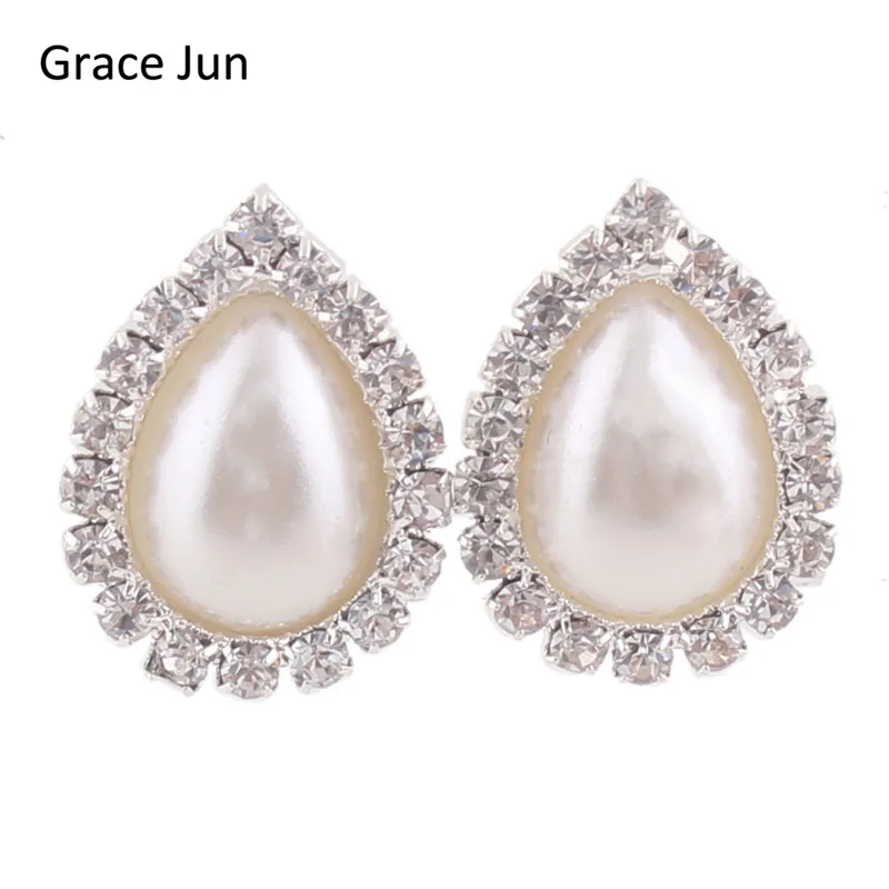 

Grace Jun 2017 New Double Oval Water Drop Shape Rhinestone Clip on Earrings Without Piercing Fashion Simulated Pearl Ear Clip