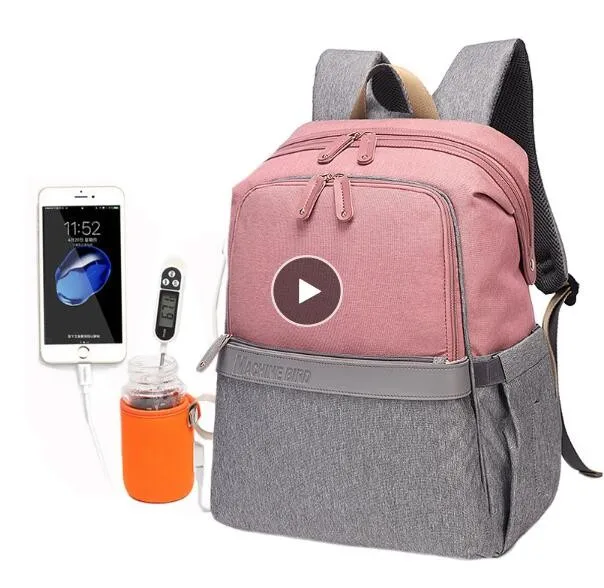 

2019 Diaper Bag Daddy Backpack Baby Stroller Bag Waterproof Oxford Handbag Mummy Nursing Nappy Bag Kits USB Rechargeable Holder