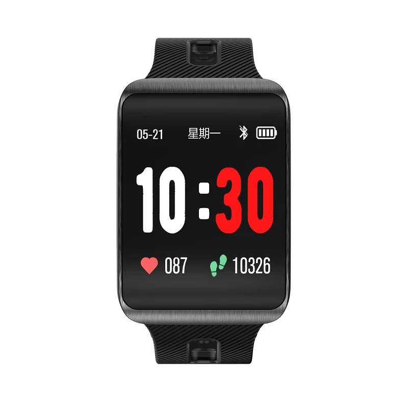 black Умные часы SENBONO GT98 IP67 водонепроницаемый изогнутые Экран Smartwatch Для мужчин монитор сердечного ритма Фитнес трекер Сменный ремень браслет - Цвет: black