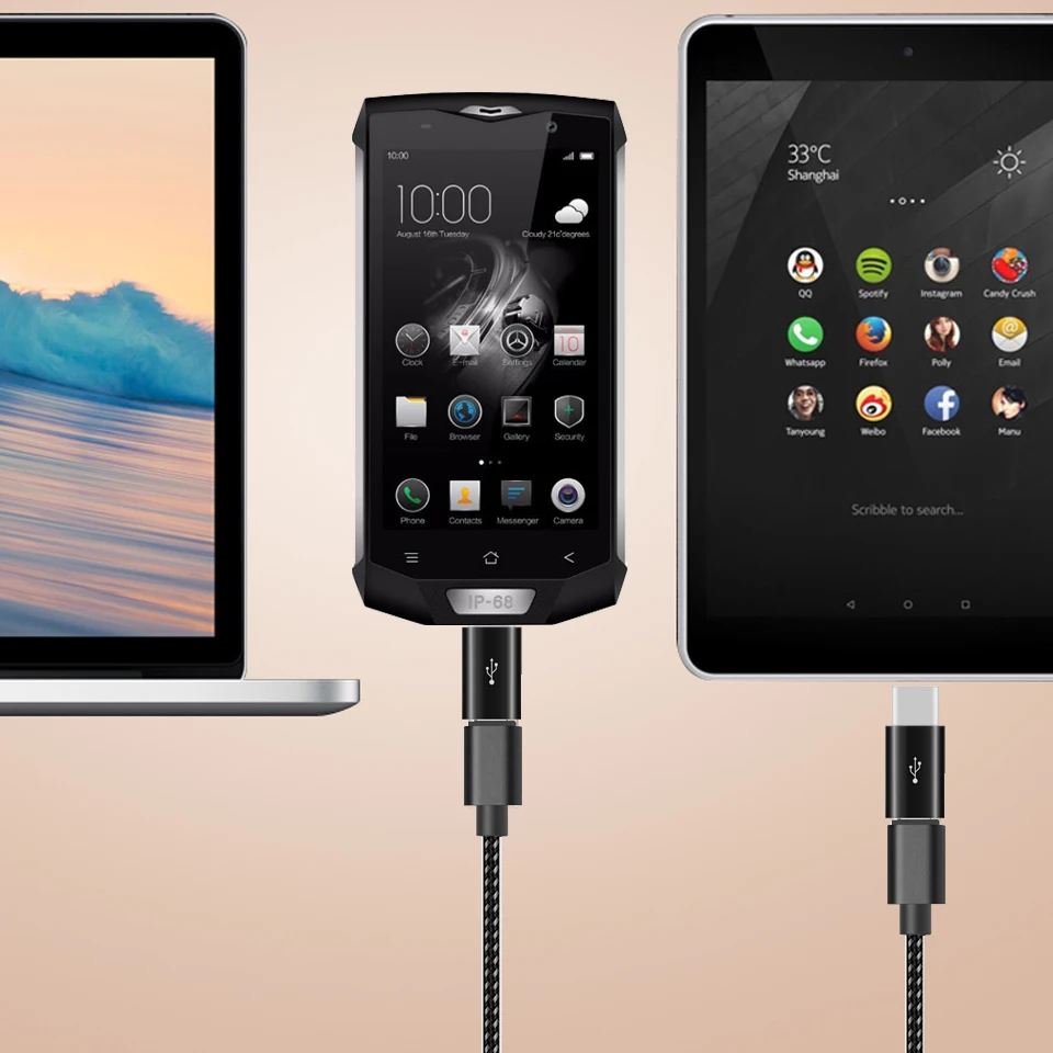 Зарядное устройство USB Type C длиной 25 см 2/3 метра с кабелем конвертер для зарядки
