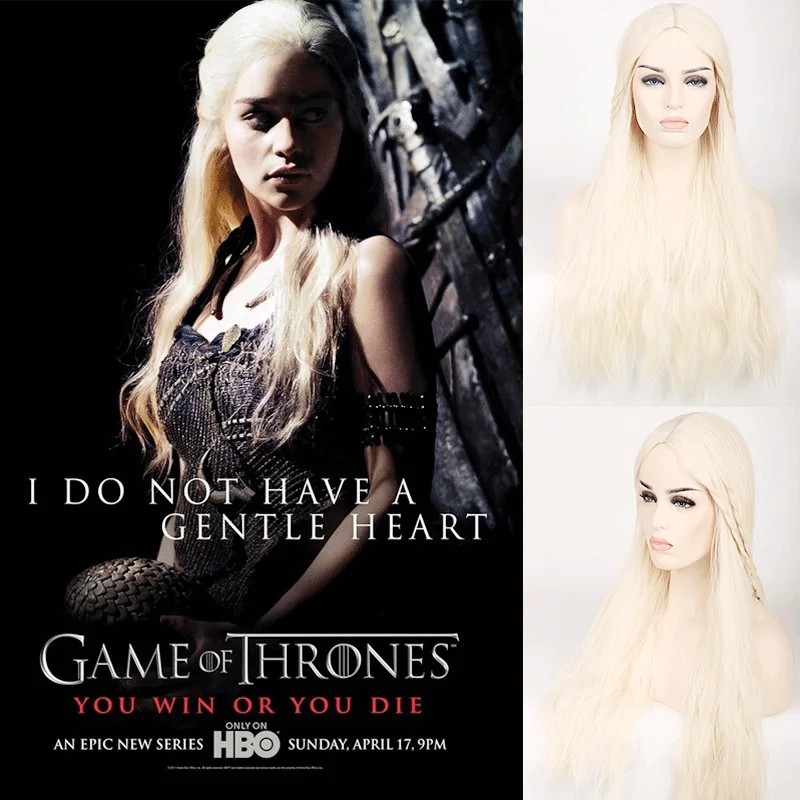 

Game of Thrones Daenerys Targaryen Wig 75cm 29.53" Blond Long Straight Cosplay Wigs for Women Female High Quality Synthetic Hair