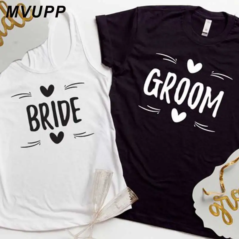 2019 MVUPP BRIDE GROOM letter printing couples t shirt for lovers clothes summer cotton Tops husband wife femme funny clothing