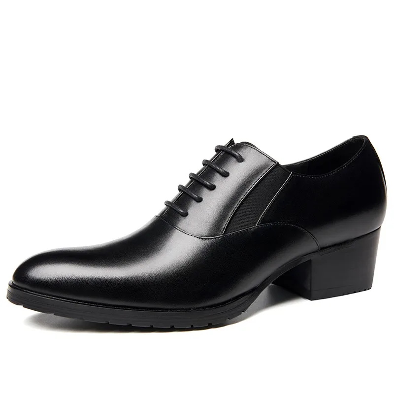 Talon Robe Homme Britannique Cuir Haute En Mode De Formelle Véritable D'affaires Chaussures Bout Noir Black Rond Bureau Hommes Qualité xqAnwZH7H