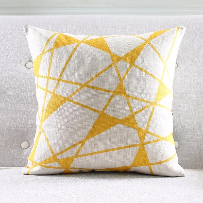 Желтое геометрическое декоративное хлопковое белье Чехол для подушки серая сетка с принтом дивана подушка для автомобильного кресла домашний декор наволочка
