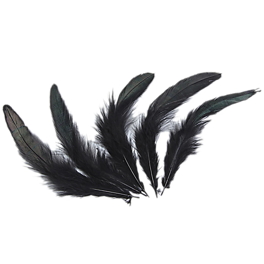 50pcs Black Dyed Rooster Cock Feather Decoration Hat Costume Craft DIY 4-7 Inch