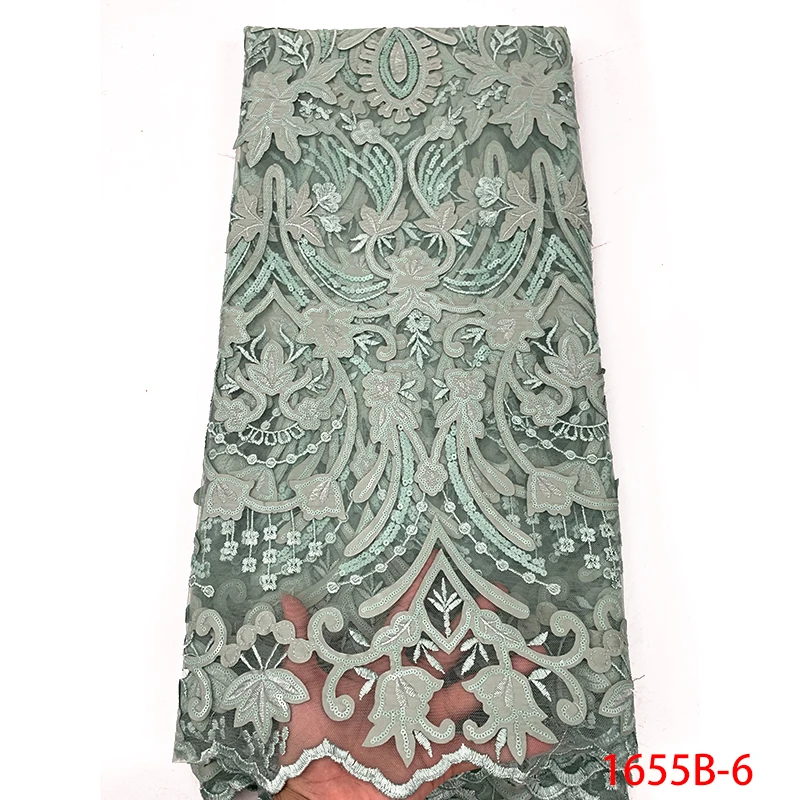 

Manufacturer china designer beautiful bridal embroidery african lace design for weddings QF1655B-6