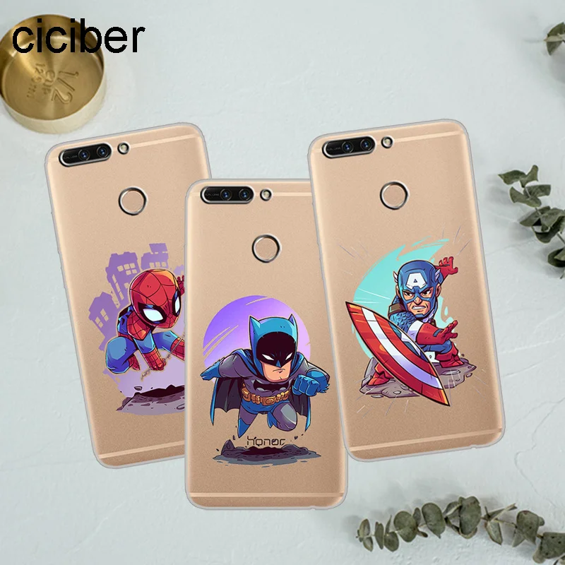 Ciciber Marvel Железный человек Бэтмен Капитан для huawei Honor 8X 7A Pro C 6X Мягкий ТПУ чехол