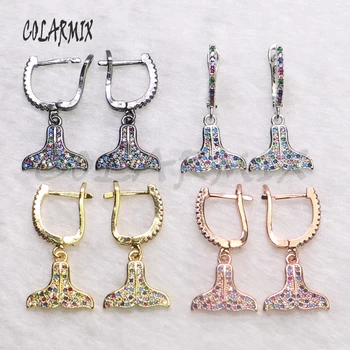 

5 Pairs Charm earrings fish tail earrings rainbow crystal accessories jewelry for women summer colors jewelry hook earring 5524
