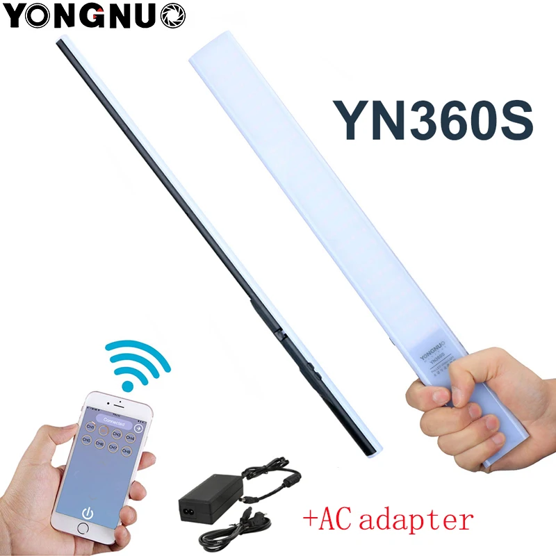 

YONGNUO YN360S 3200K-5500K/5500K Handheld Ice Stick LED Video Light Phone App Control Lamp For Photo Camera Lighting,Optional AC