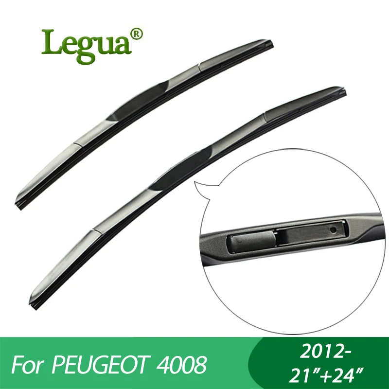 

Legua Wiper blades for Peugeot 4008 (2012-),21"+24",car wiper,3 Section Rubber, windscreen wiper, Car accessory
