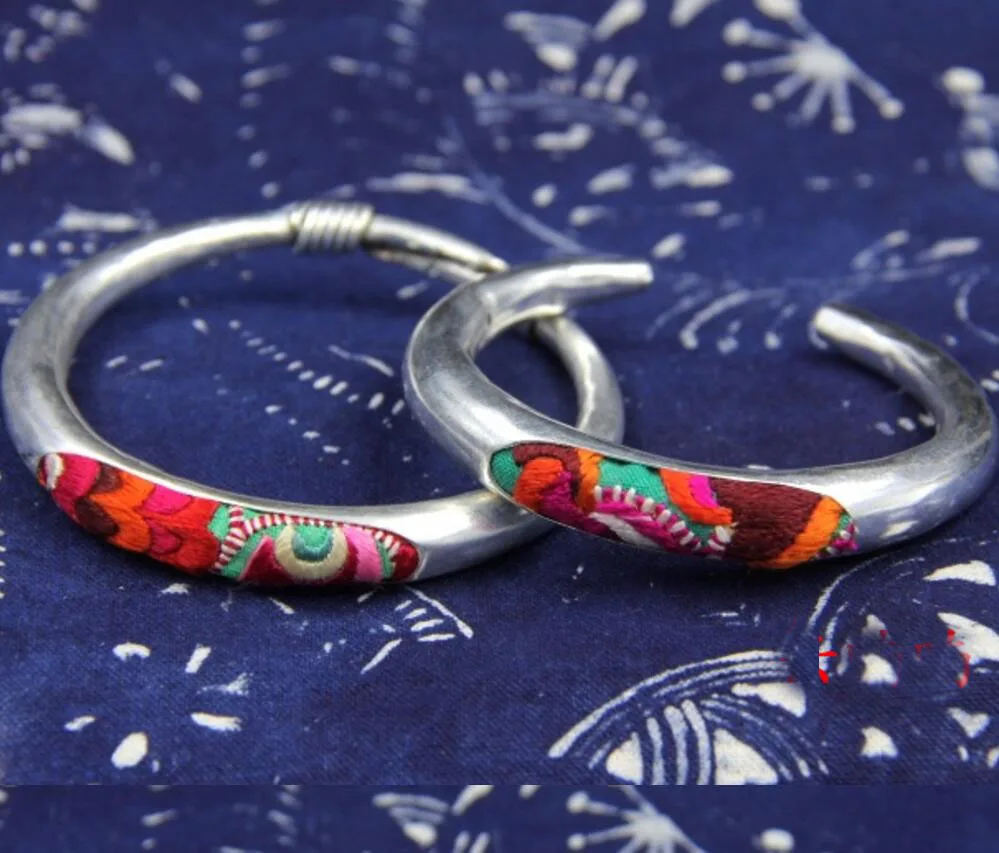 

hot sell new - free shipping Miao silver ethnicwoven flower bracelet bangle rough thick retro exaggerated personality