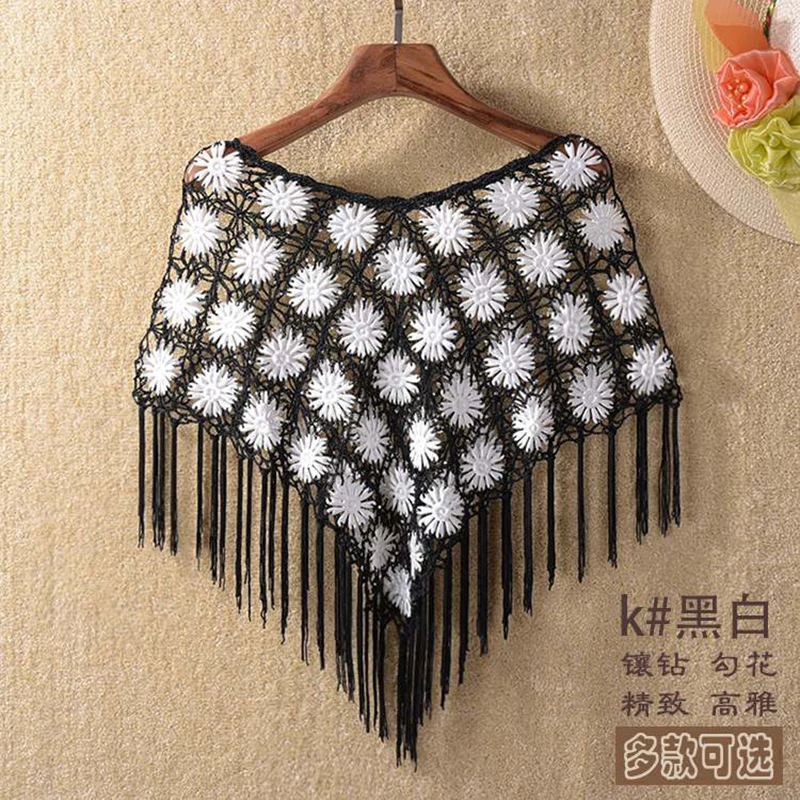 Summer Style Ice Silk Thin Lace Blouse Lady Sunscreen Crochet Shawl Hollow Out Flower Patterns Cape shirts blusas womens shirts and blouses