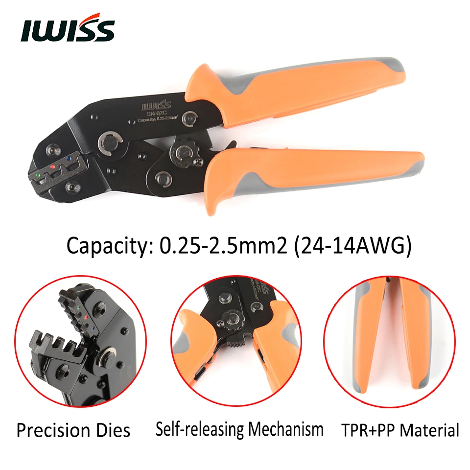 IWISS-SN-02C-Crimping-Pliers-Hand-Crimper-Tools-Crimp-Range-0.25-2.5mm2-24-14AWG