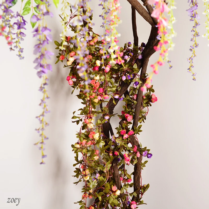 220cm 42 heads Fake Silk Roses Ivy Vine Flower leaves Artificial