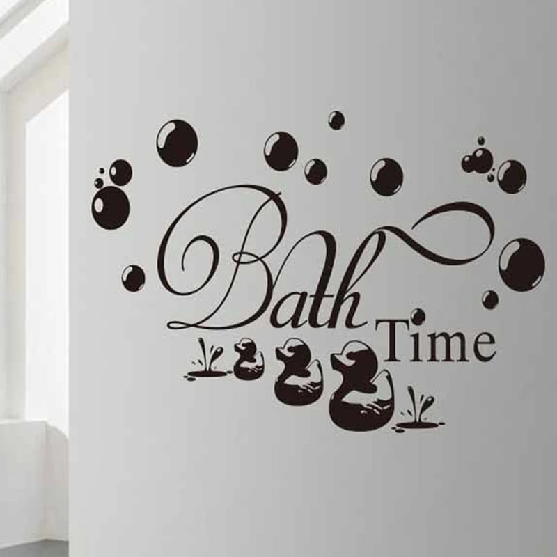 Bath Time Vinyl Wall Decals Bathroom Home Decor Lovely Ducks Wall