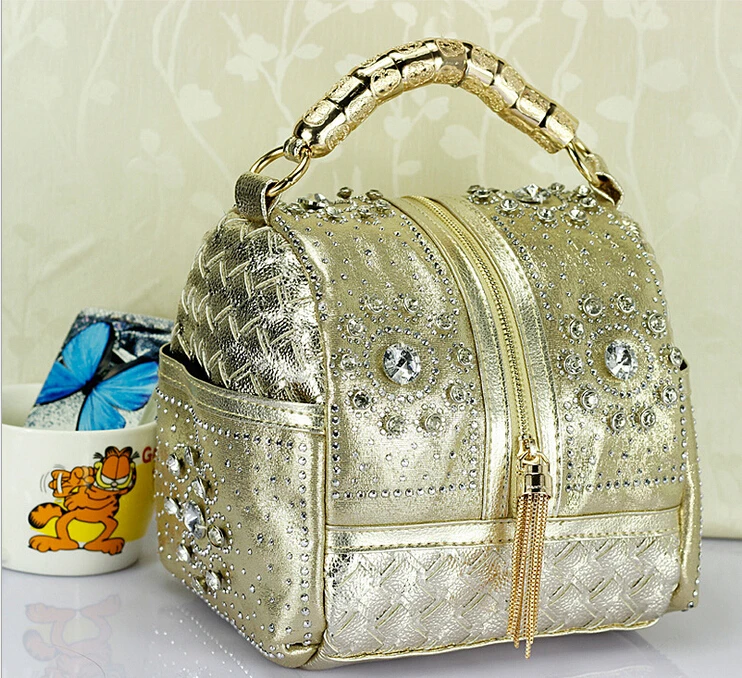 Spring and summer denim bag big diamond skull hand woven tassel handbag shoulder messenger | Багаж и сумки