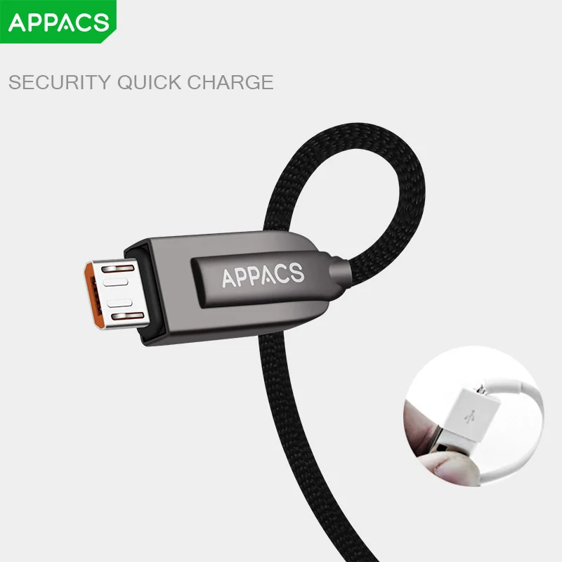 Кабель Micro USB APPACS 2.4A для быстрой зарядки мобильного телефона, usb-кабель для зарядки 1,2 м, кабель для синхронизации данных для samsung HTC LG Sony Android