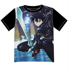 Envío Gratis Espada Arte Online Anime manga T-shirt Mujeres Hombres Cosplay Krito Camiseta Negro Camiseta De Malla 002